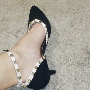 Studded low heel shoes, approx 2 inch heels